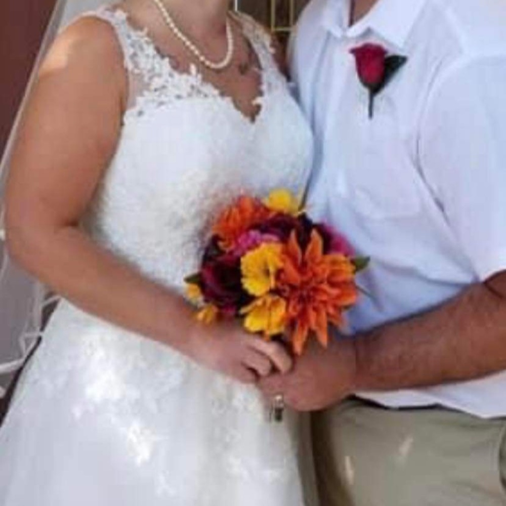 Wedding dress and veil